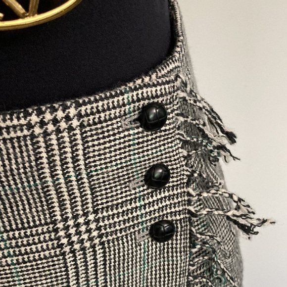 INES De La Fressange  Uniqlo Wool Black & White Houndstooth Tweed Wrap Medium‌ - Picture 11 of 13